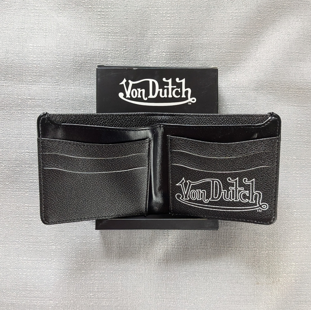 Von Dutch Faux Leather Flying Eyeball Graphic Print Wallet NEW! - Picture 3 of 4